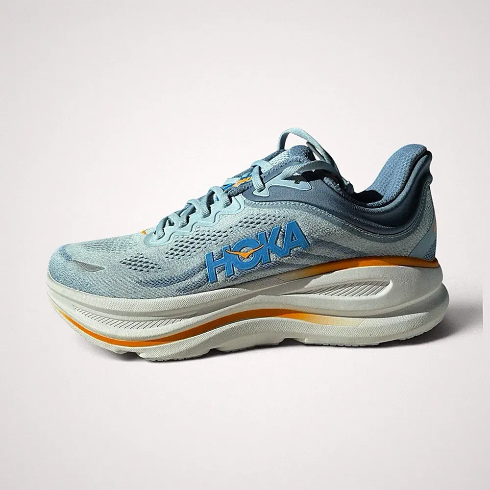 Hoka One One Bondi 9 Herren Sneaker hellblau orange Mesh Low Top Laufschuhe