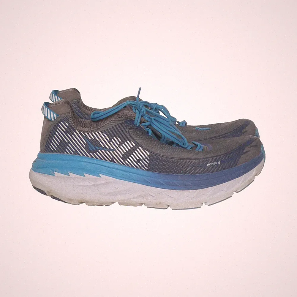 Hoka One One, Laufschuhe, Größe: 40 2/3, Lederimitat, Blau/Grau, Herren #On7
