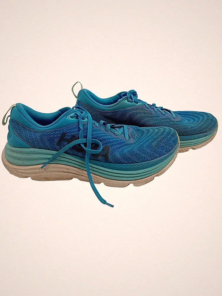 HOKA Sportschuhe Herren Laufschuhe Blau Farbverlauf Gr. 46 Schnürung