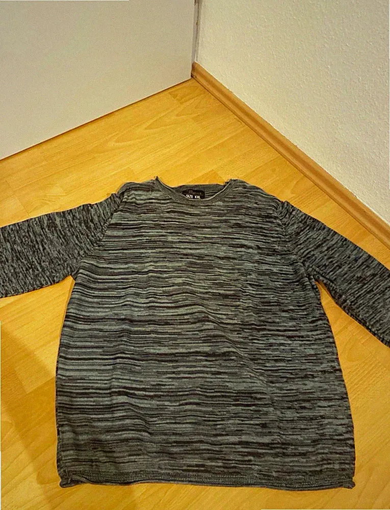 jean pascale Herren Strickpullover meliert Rundhals Langarm grau/schwarz 2XL