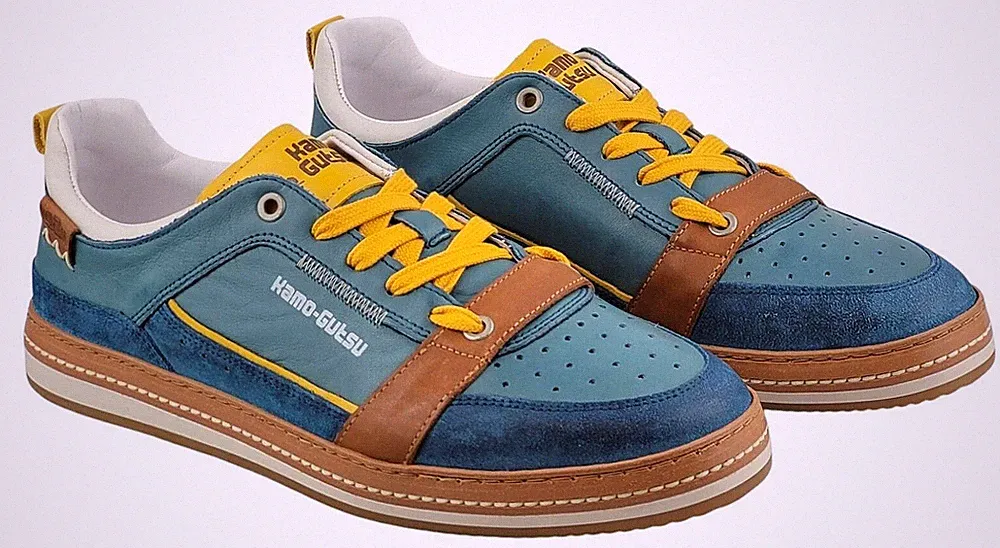 KAMO-GUTSU Schuhe Campo 058 Lavato Gel Ice blau Echtleder Herren Sneaker