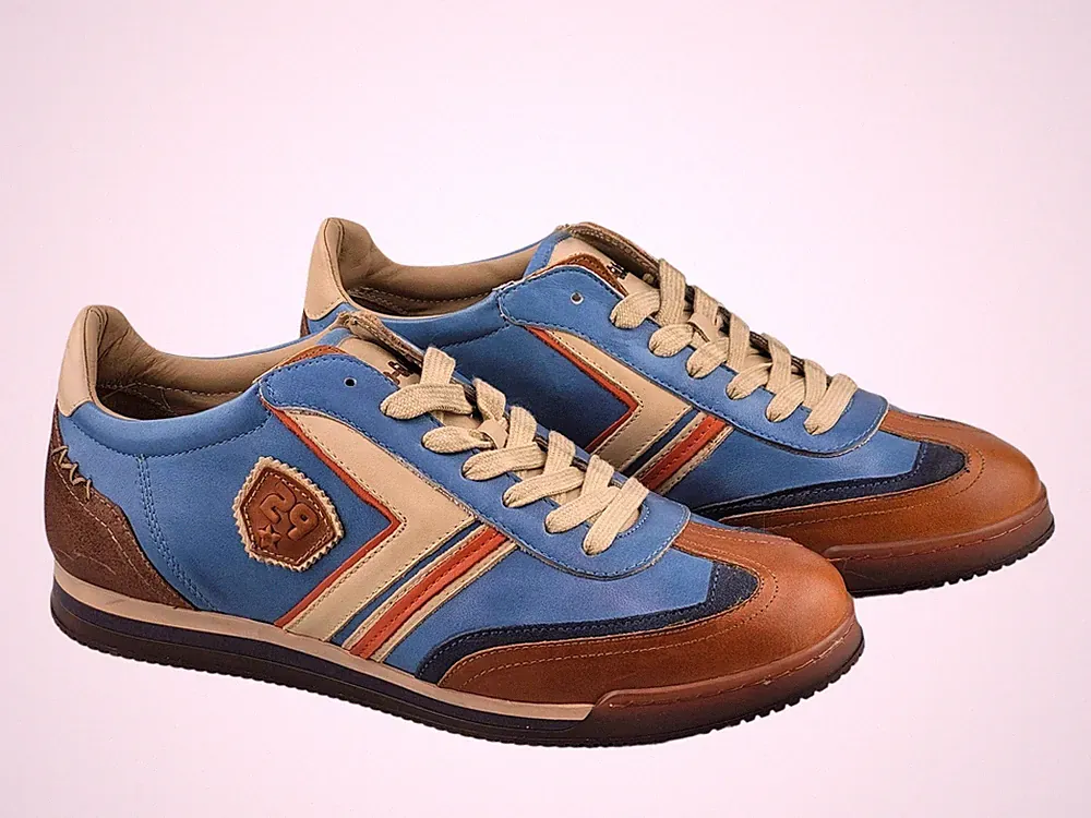 KAMO-GUTSU Schuhe SCUDO-008 Royal Combi blau Echtleder Herren Sneaker