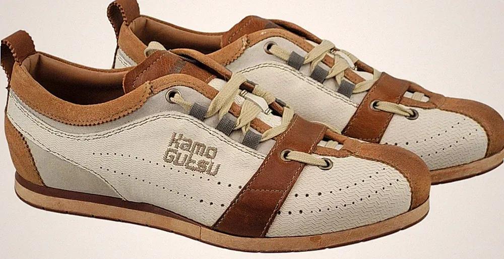 KAMO-GUTSU Schuhe Tifo 017 weiß braun Echtleder Herren Sneaker