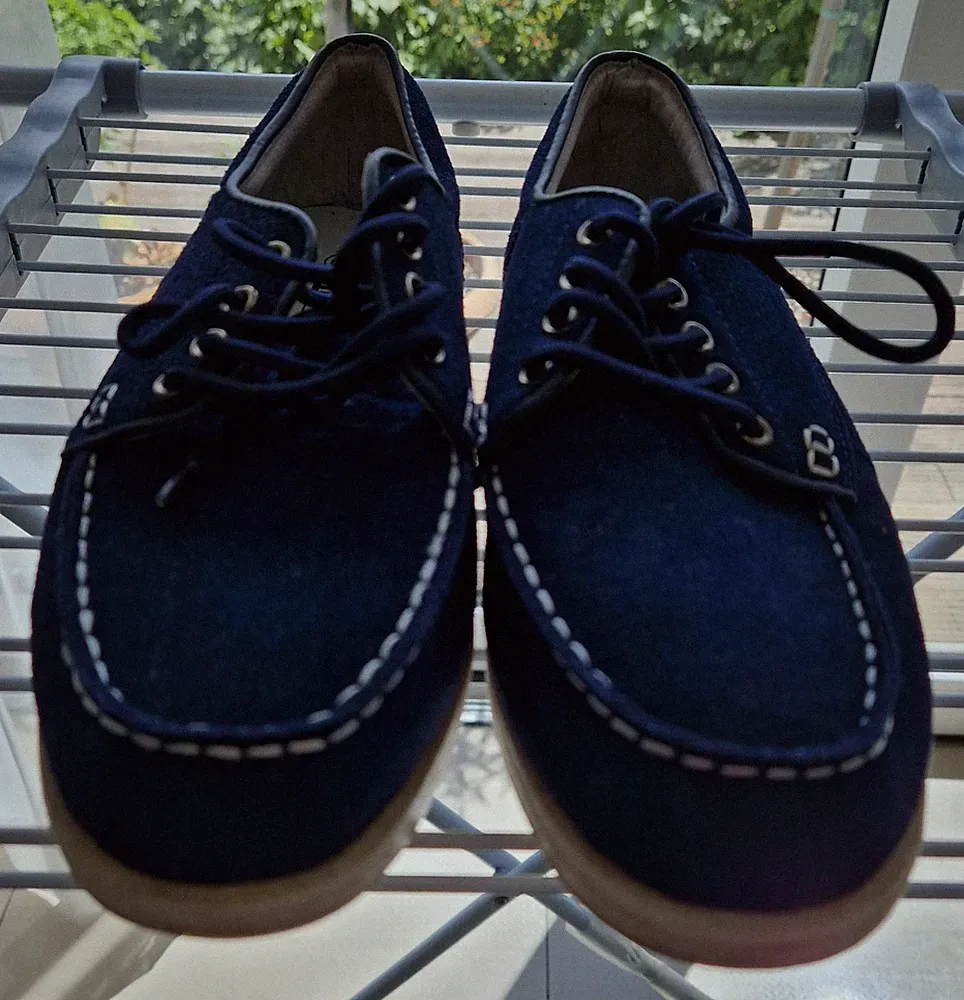 KENBOO Herren Halbschuhe Freizeitschuh Wildleder Blau EU 40 Schnürung Ziernähte