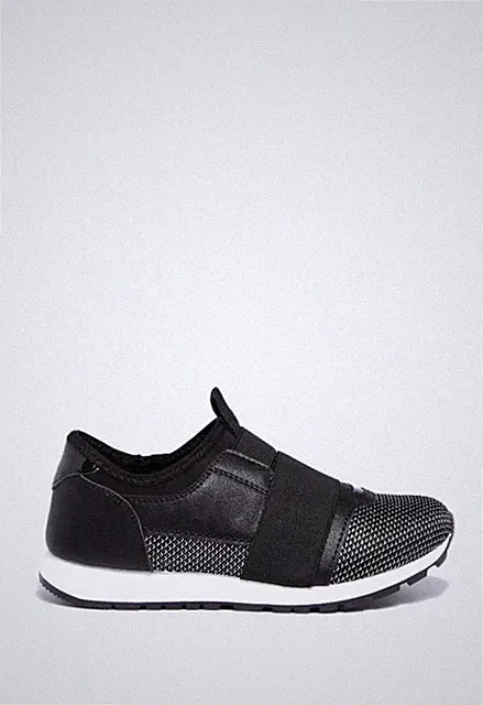Krush Metallic Elastic Strap Black Sneaker Schwarz UK 8 EU 41 SALE KK 09