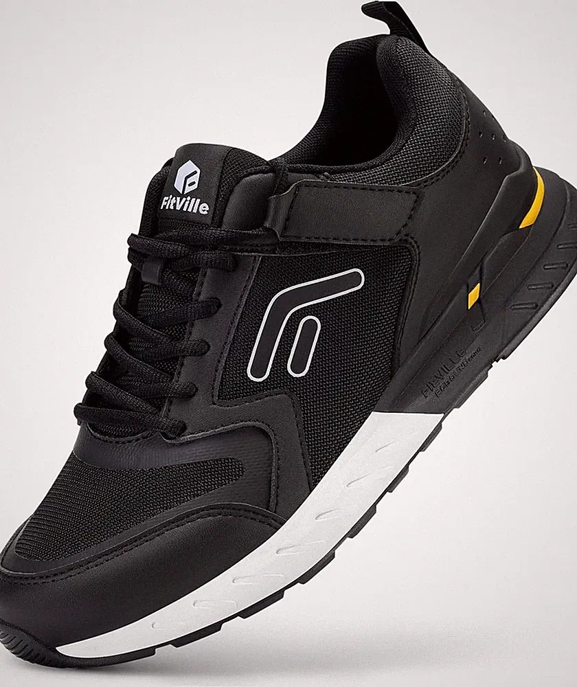 Laufschuhe Herren Extra Weit Sneaker Schwarz Klettverschluss Atmungsaktiv Gr....