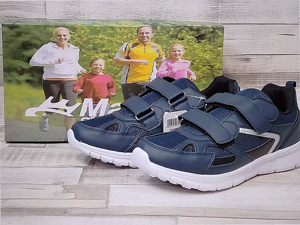 Magnus Herren Sportschuh blau mit zwei Klettverschlüssen, helle Laufsohle bequem