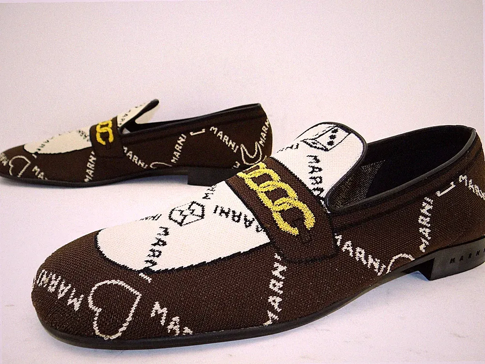 MARNI Loom Slipper Halbschuhe Laufschuhe Herren Schuhe Polyester Gr.44 Braun