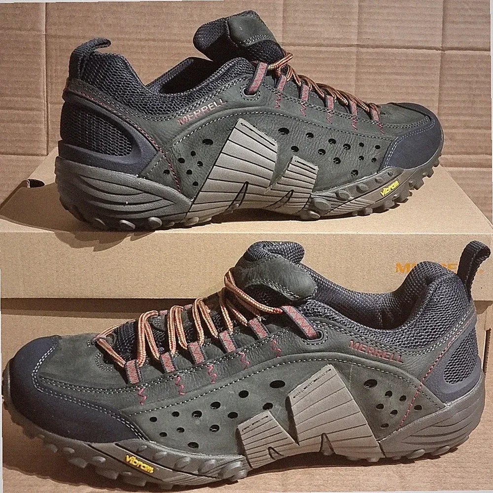 Merrell Herren Leder Intercept Natural Wanderschuhe Blue Wing J559593 - UK 12