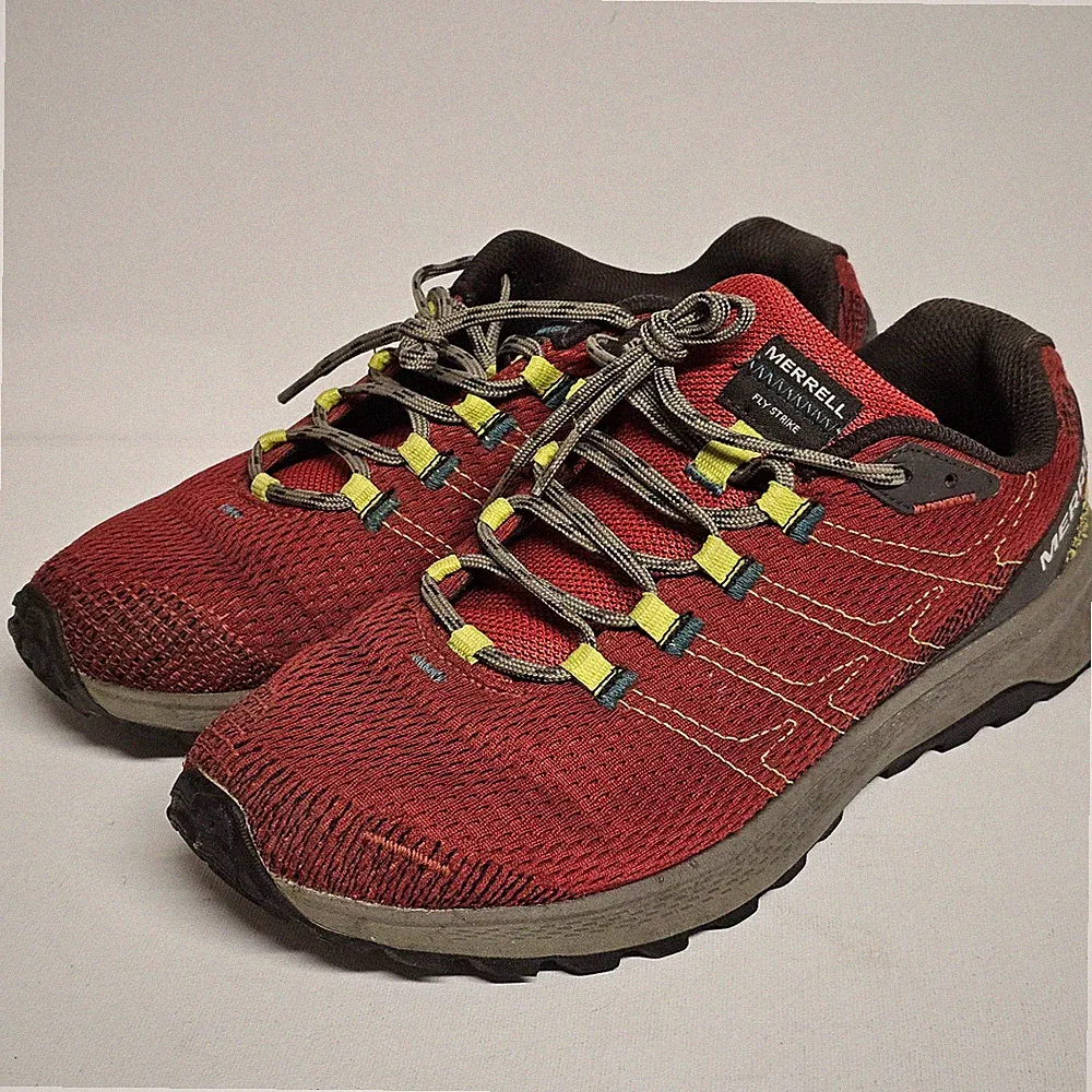 Merrell Men’s Fly Strike Trail Running Shoes Red Mesh Hiking Sneakers Size 8
