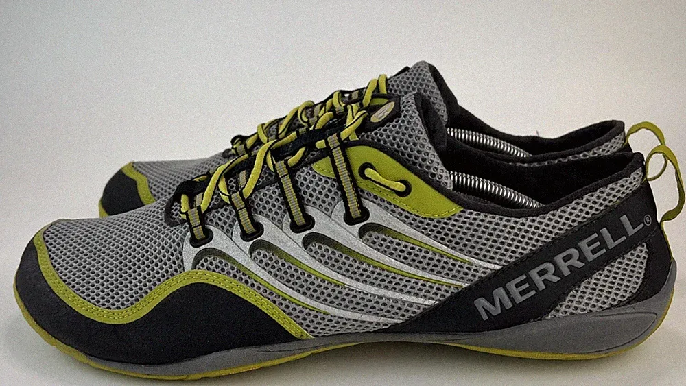 Merrell Trail Glove Firefly Herren Barfußschuhe Grau Solar Grün Turnschuhe UK 12