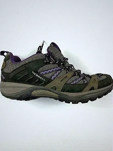 MERRELL Vibram Womens Hiking Shoes Size 6.5 M Black/Grey/Purple