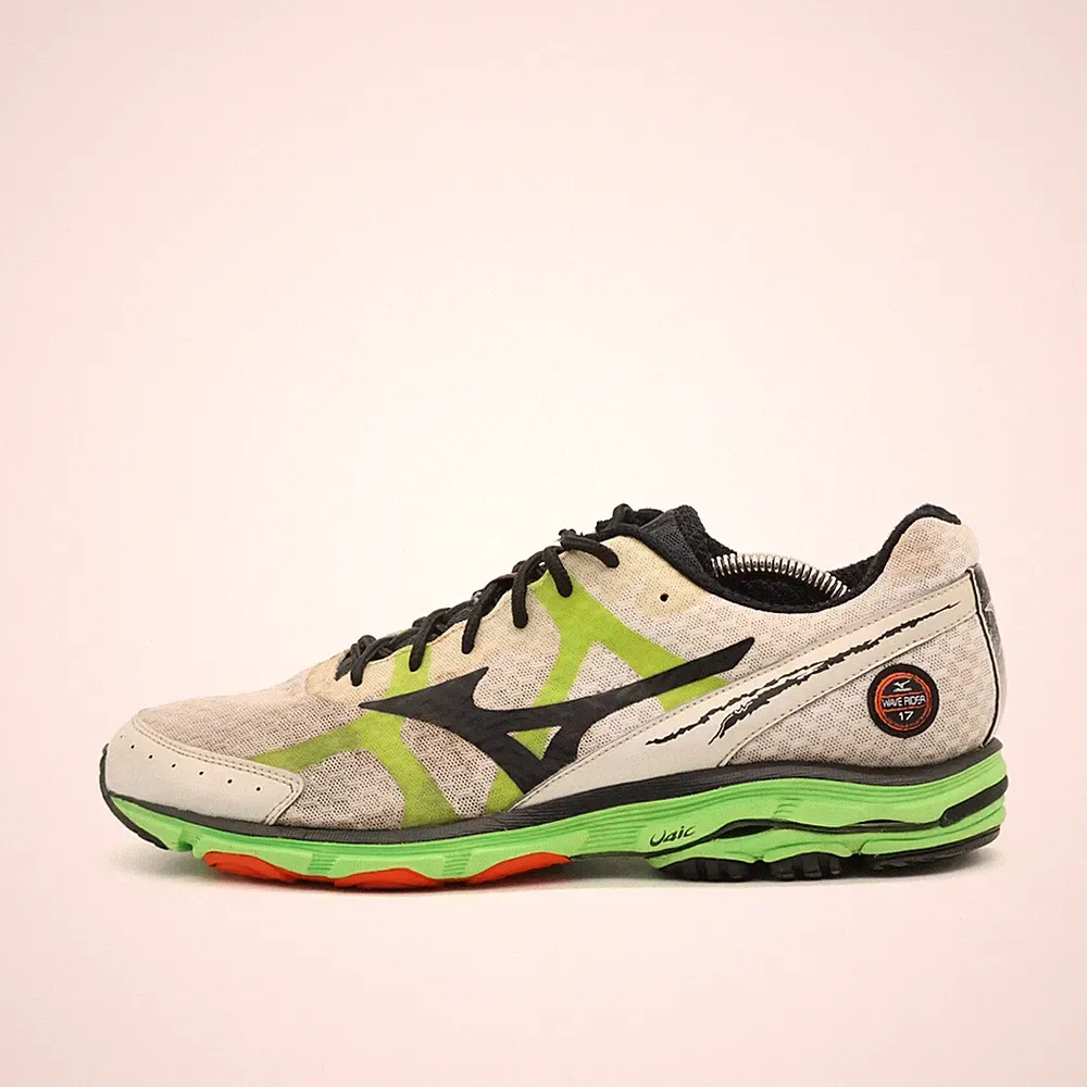Mizuno Herren Wave Rider 17 Schuhe EU 43 Weiß/Grün/Schwarz J1GC140312