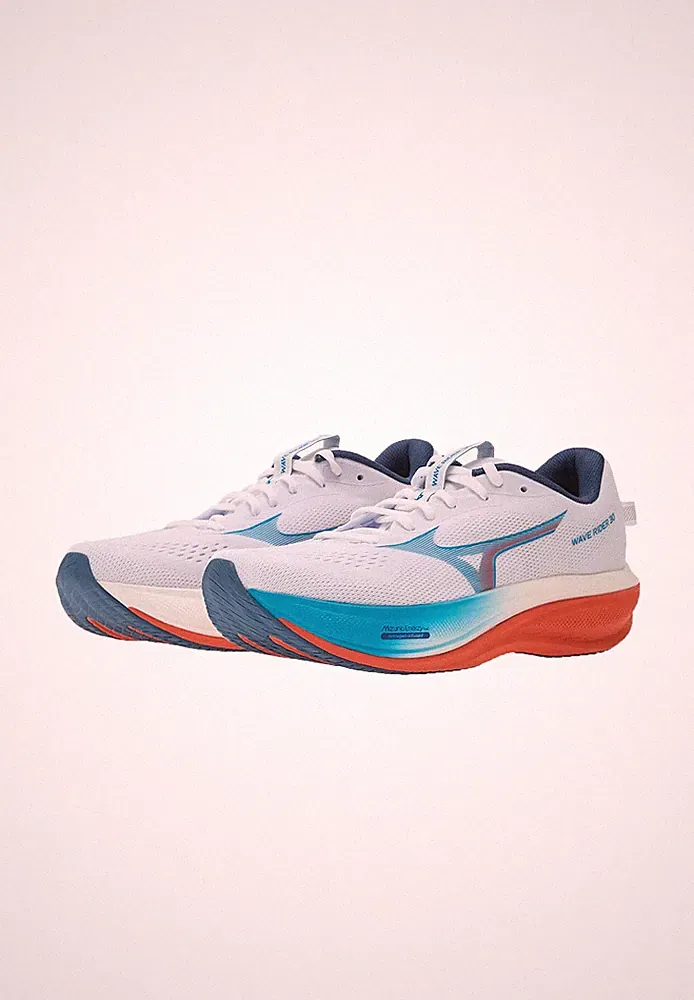 Mizuno Herren Wave Rider 30 Laufschuh J1GM262051 White/Blue Jewel/Orange