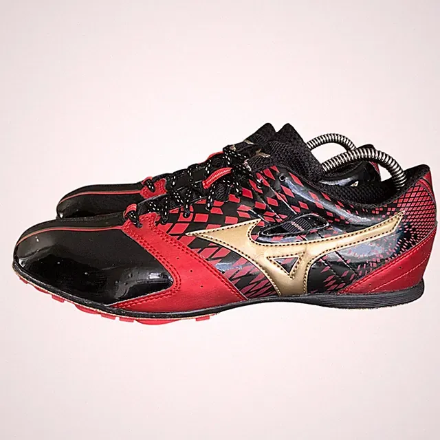 Mizuno Running Spikes Schuhe Sprints Schwarz Rot Gold 8 Spike Herren UK 8,5 EU 42,5