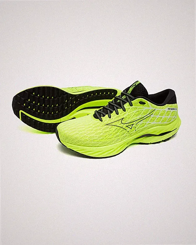 Mizuno Wave Inspire 20 Herren Laufschuhe Support Turnschuhe Neongelb UK 9