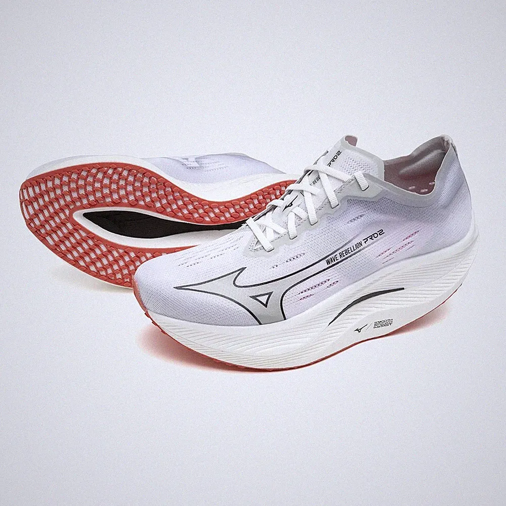 MIZUNO Wave Rebellion Pro 2 U1GD2417 11 Weiß Silber Rot Weite 2E Laufschuhe