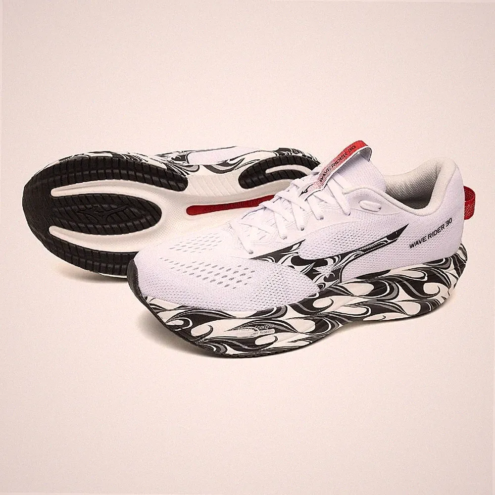 MIZUNO Wave Rider 30 J1GU2623 81 Weiß Schwarz Rot 2E Laufschuhe