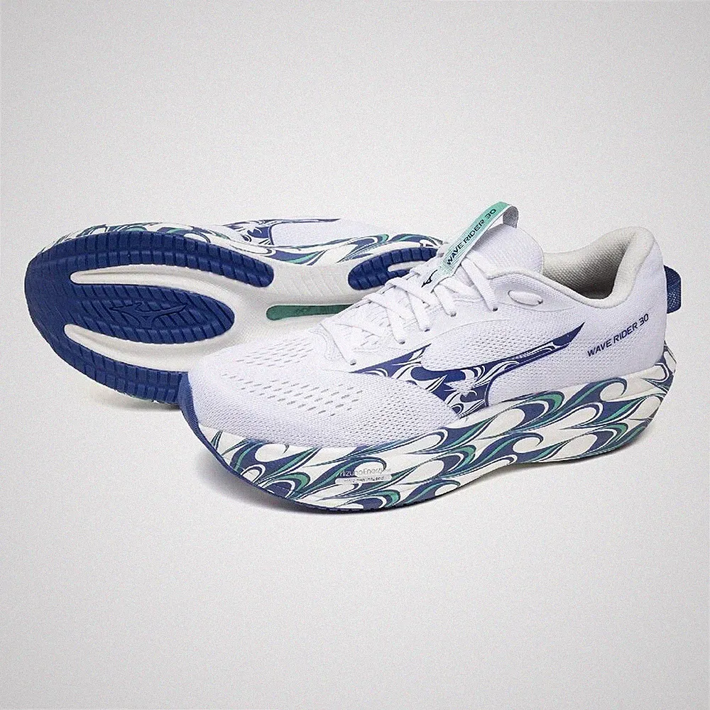 MIZUNO Wave Rider 30 J1GU2623 82 White Blue Sky Blue 2E Laufschuhe