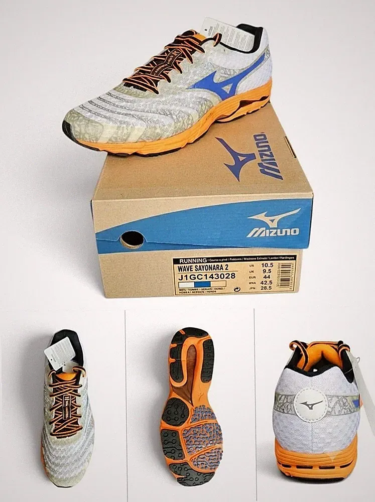 Mizuno Wave Sayonara 2 Herren Laufschuhe Gr. 44 / UK 9.5 Weiß Orange