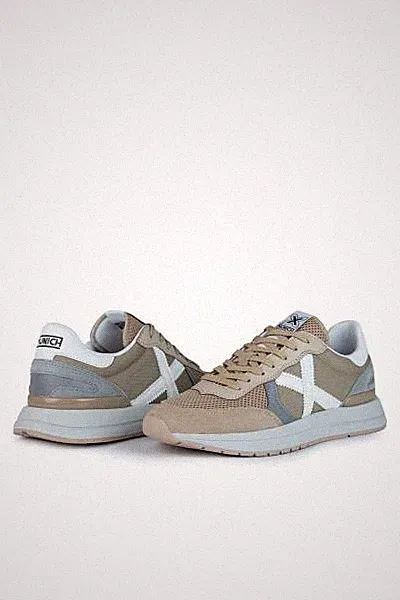 Munich Soon Herren Beige Weiß Sneaker Running Casual Mesh Wildleder