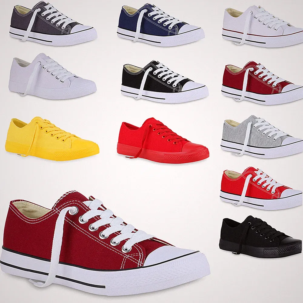 Neu Canvas Sneakers Herren Damen Low Turnschuhe Schnürer Freizeitschuhe Trendy