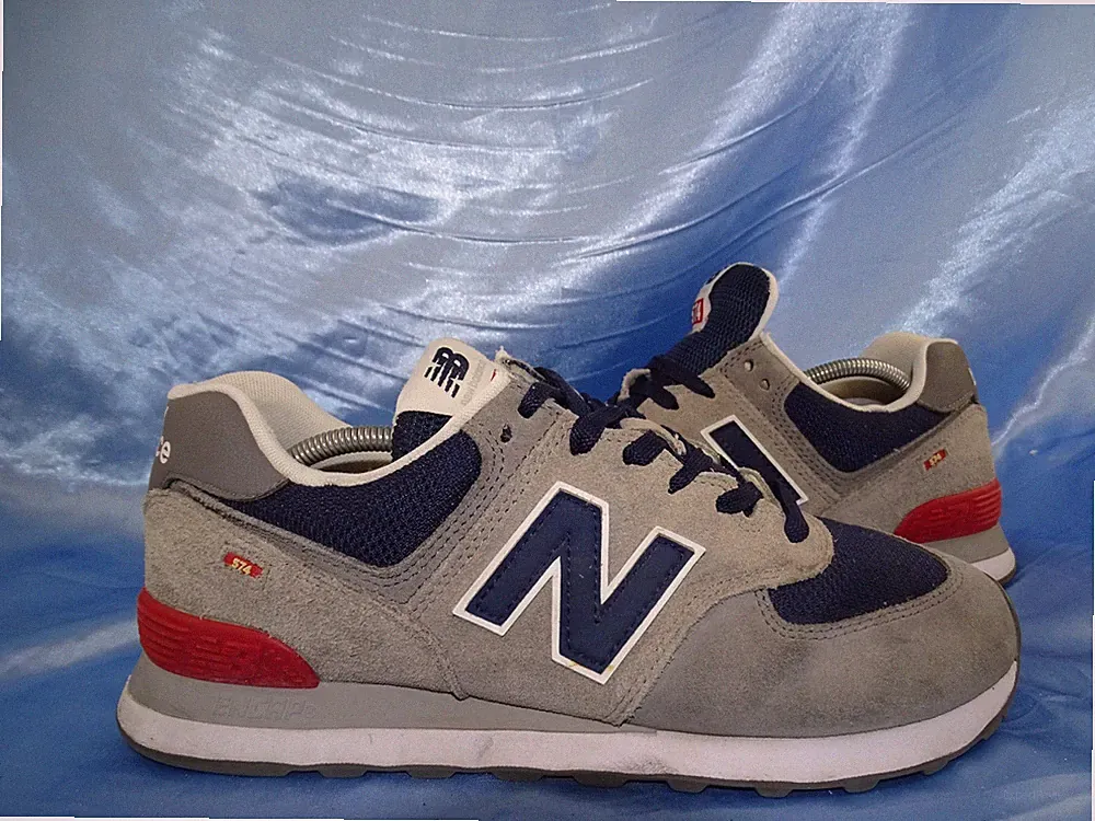 NEW BALANCE 574 SNEAKER GR 42 43 LAUFSCHUHE RUNNING SPORTSCHUHE LEDER grau D97