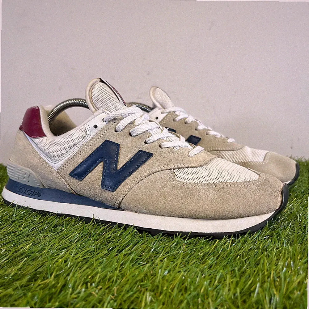 New Balance 574 Turnschuhe Größe 9 Herren Marine Grau Wildleder Athletisch Laufschuhe