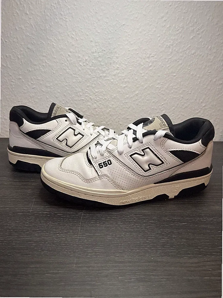 New Balance Herren 550 Sneaker Weiß/Schwarz Leder/Mesh Low-Top Laufschuh EU 38,5