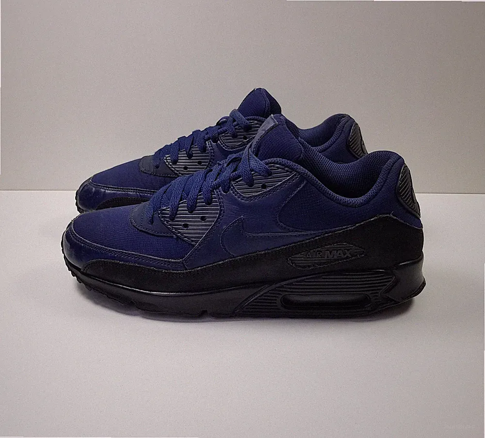 NIKE AIR MAX 90 HERREN 9,5 UK EUR44,5 NAVY SCHWARZ LOW TOP SNEAKER SCHUHE TURNSCHUHE