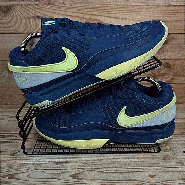 Nike Basketballschuhe Herren Größe UK 8,5 Ja 1 Blau Navy Gelb Court Turnschuhe