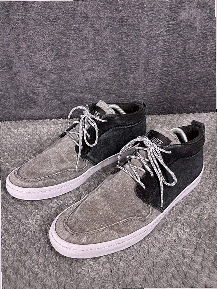 Nike Chukka Freizeitschuhe grau schwarz UK 8,5 Canvas Wildleder Turnschuhe 517409-011