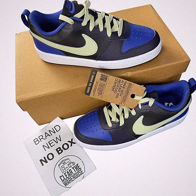 Nike Court Borough Low DV5456-011 Sneaker UK 5 Unisex Blau Limette Neu mit Etikett Schuhe