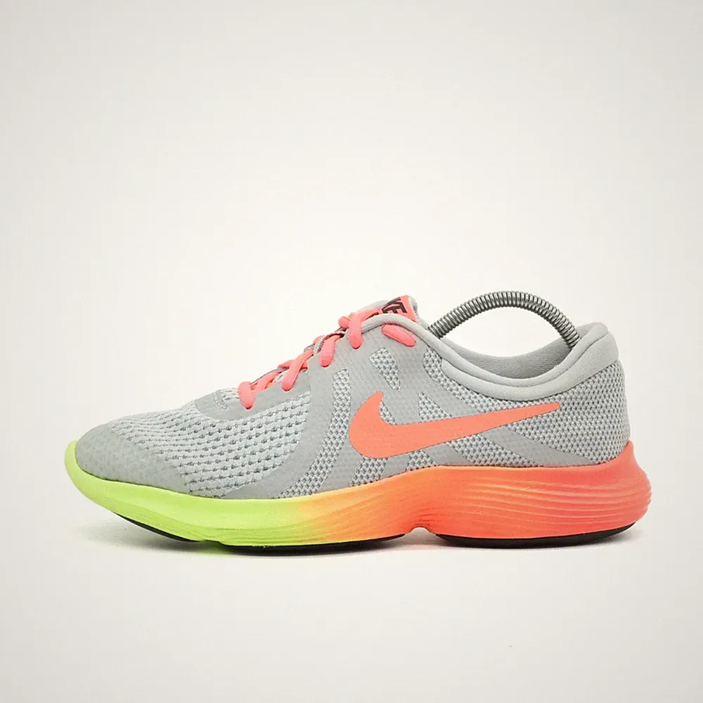 Nike Damen Revolution 4 Sneaker Grau/Pink/Neongelb Niedrig Laufschuhe EU 38.5