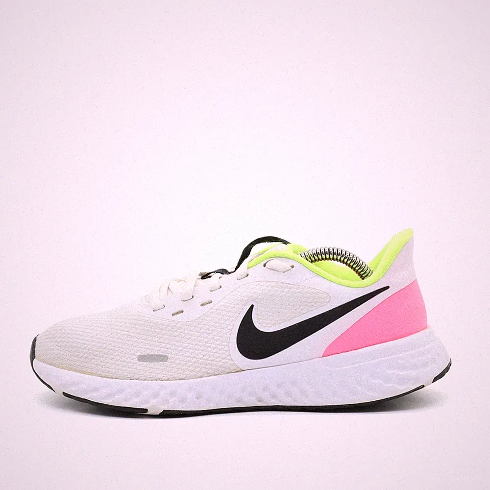 Nike Damen Revolution 5 Sneaker Weiß Pink Gelb Leichtgewicht Laufschuh EU 38,5
