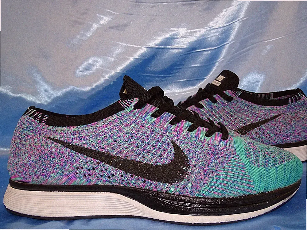 NIKE FLYKNIT RACER 2 MULTICOLOR LAUFSCHUHE GR 45 SNEAKER SCHUHE ZOOM FREE D87