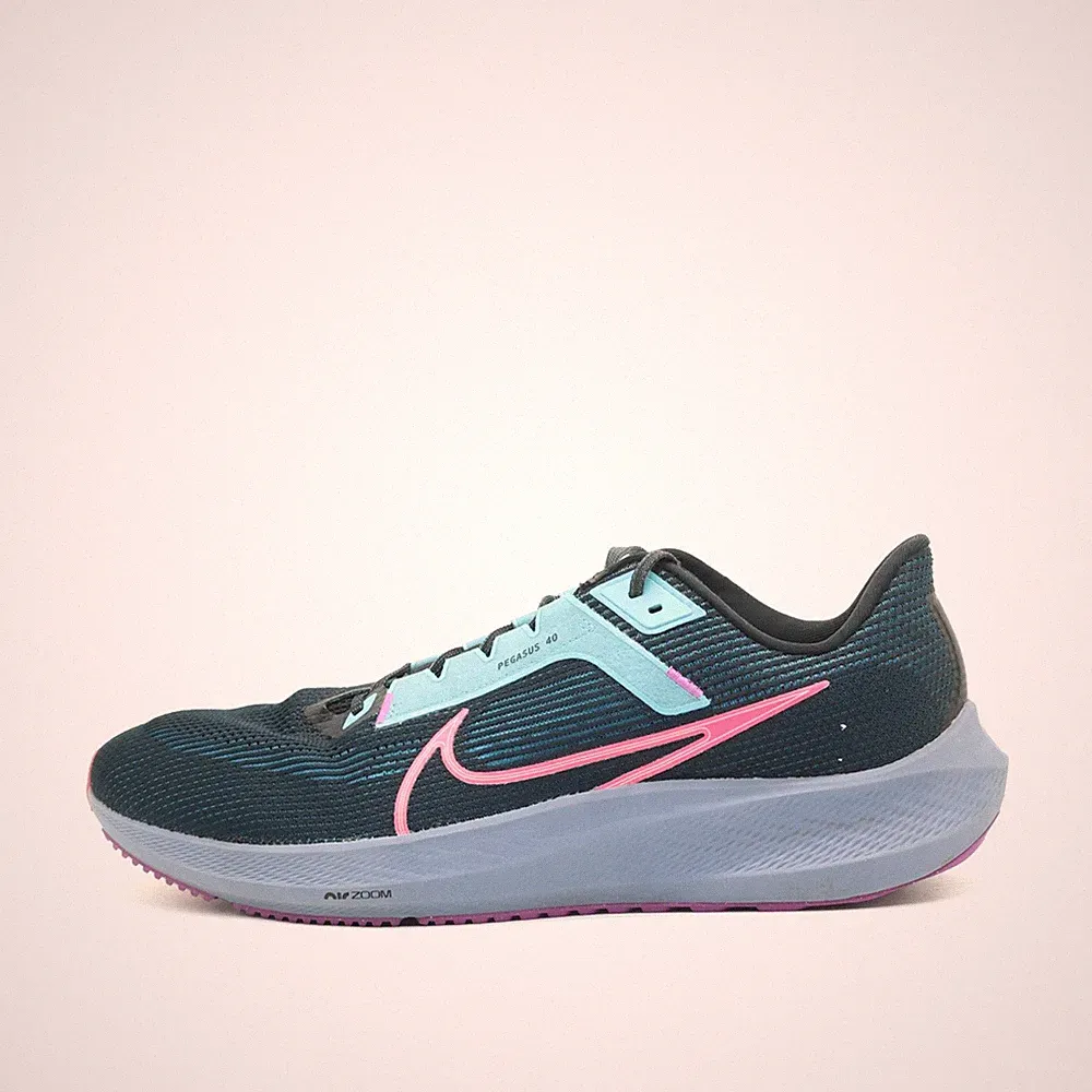 Nike Herren Pegasus 40 Sneaker Blau/Pink Mesh Low-Top Air Zoom Laufschuh EU 49.5