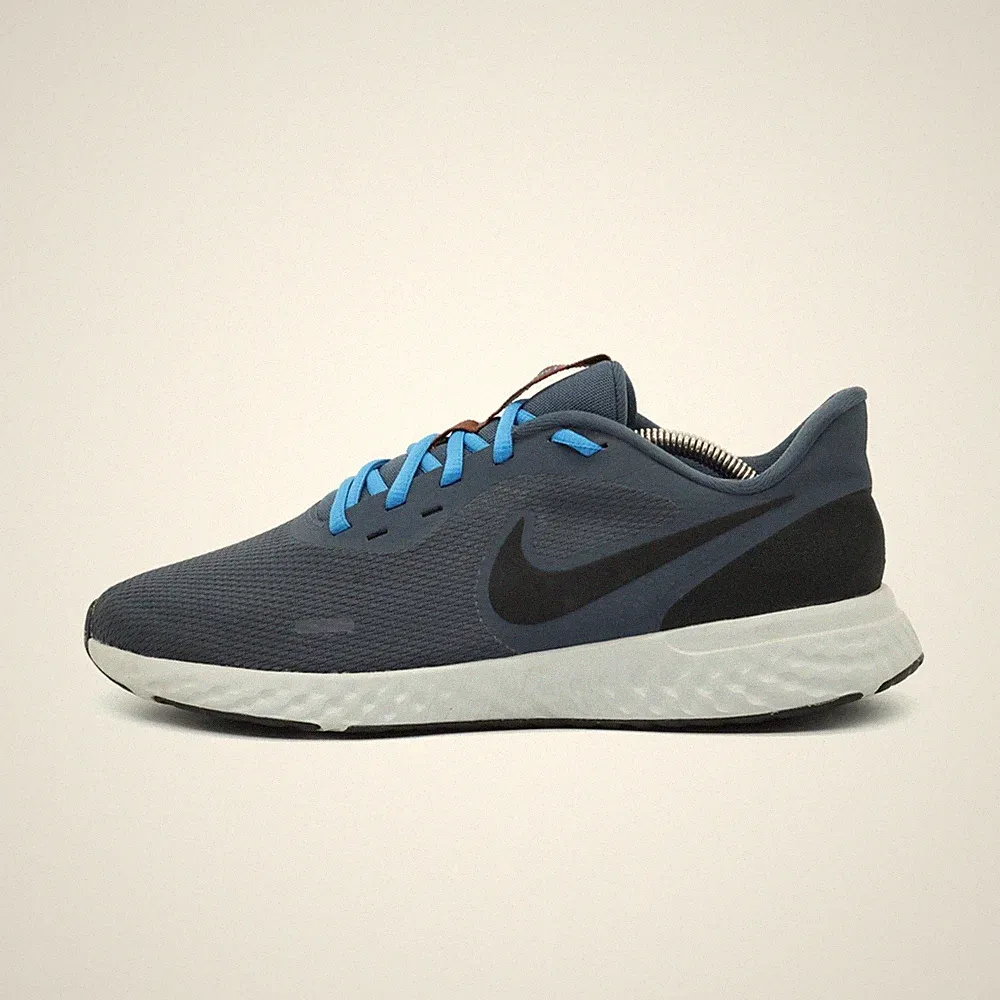 Nike Herren Revolution 5 Sneaker Blau Mesh Low-Top Atmungsaktiv Laufschuhe EU 44