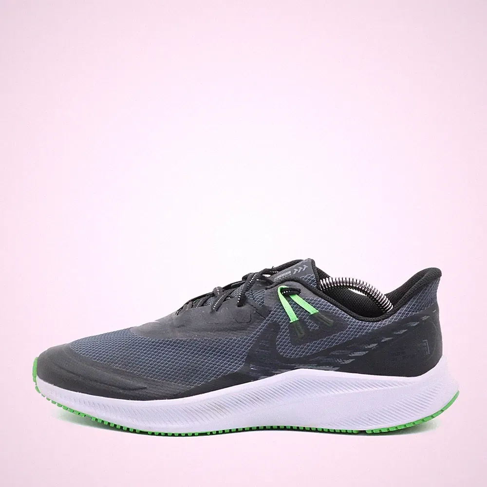 Nike Herren Run Shield Sneaker Schwarz/Grü Leichtgewicht Laufschuh EU 44