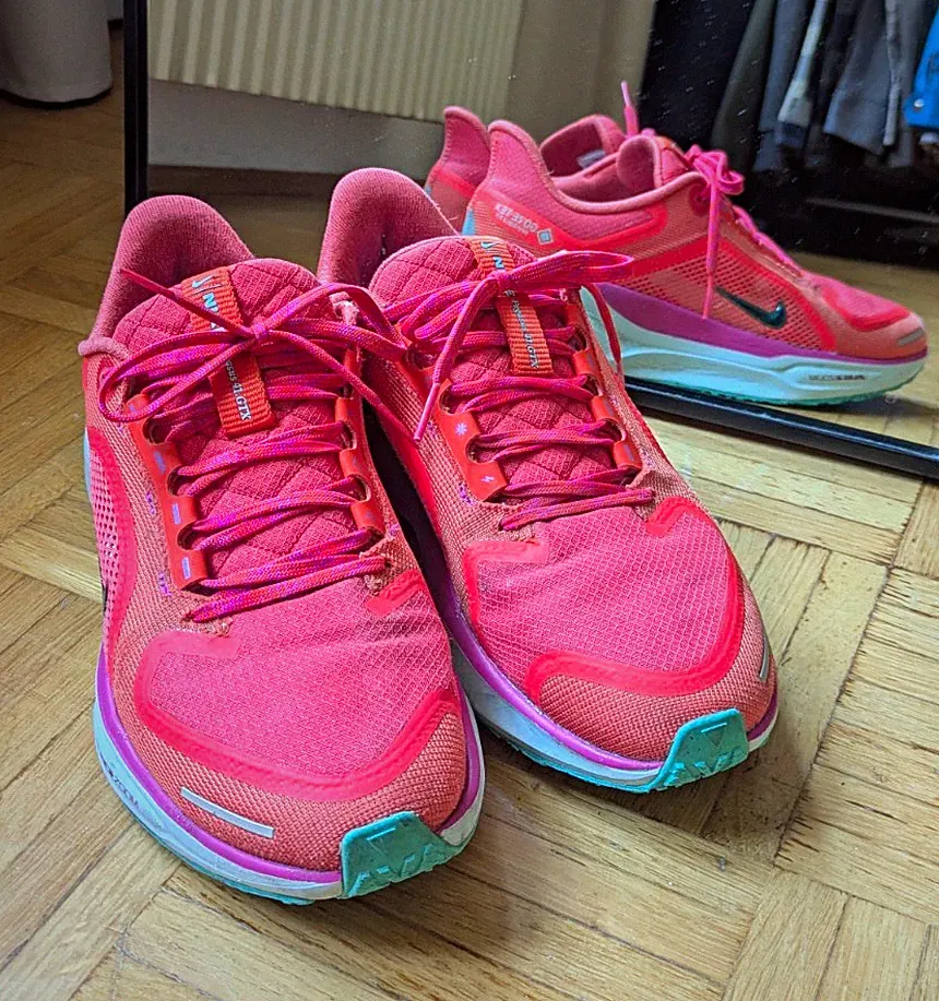 Nike Pegasus 4 GTX Damen Laufschuhe Low Top Mesh Schnürung Rosa/Türkis