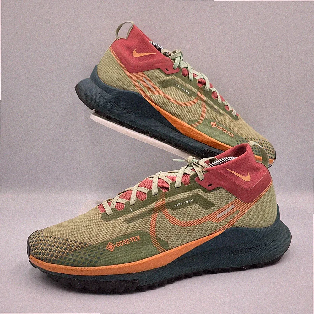 Nike Pegasus Trail 4 GTX Gore-Tex Trail Laufschuhe Khaki Orange UK 8 Herren