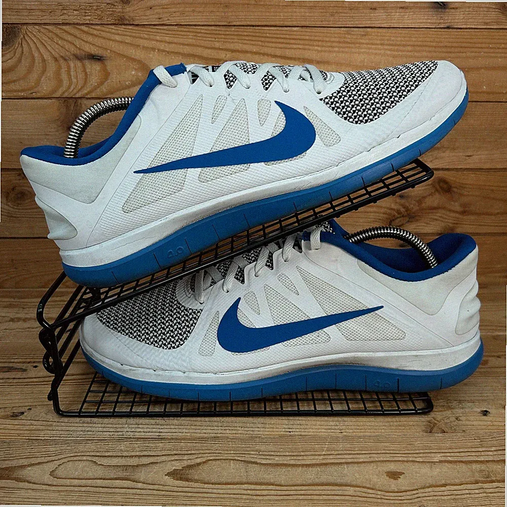 Nike Turnschuhe Herren Größe UK 10,5 Free 4.0 Weiß Blau Barfuß Minimal Laufschuhe