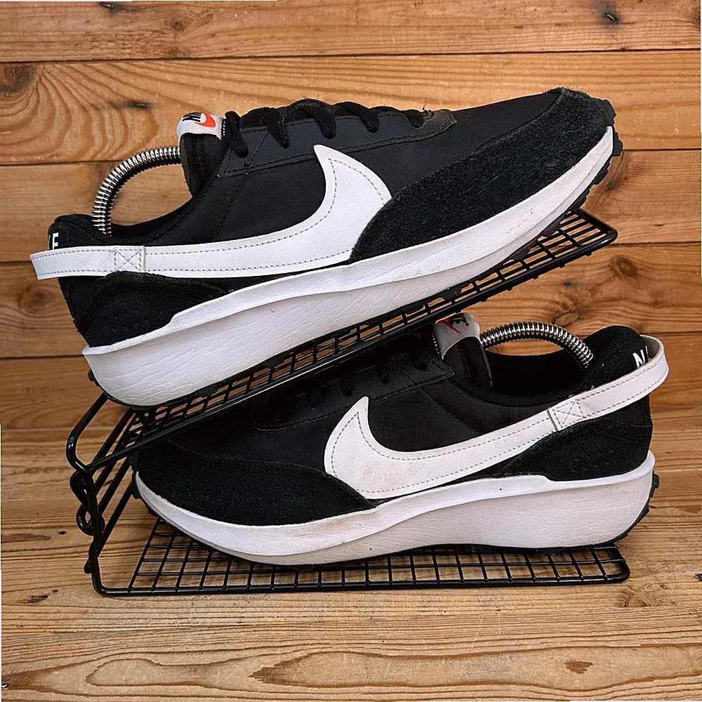 Nike Turnschuhe Herren Größe UK 7 Waffle Debut schwarz weiß Wildleder Nylon Freizeitschuhe