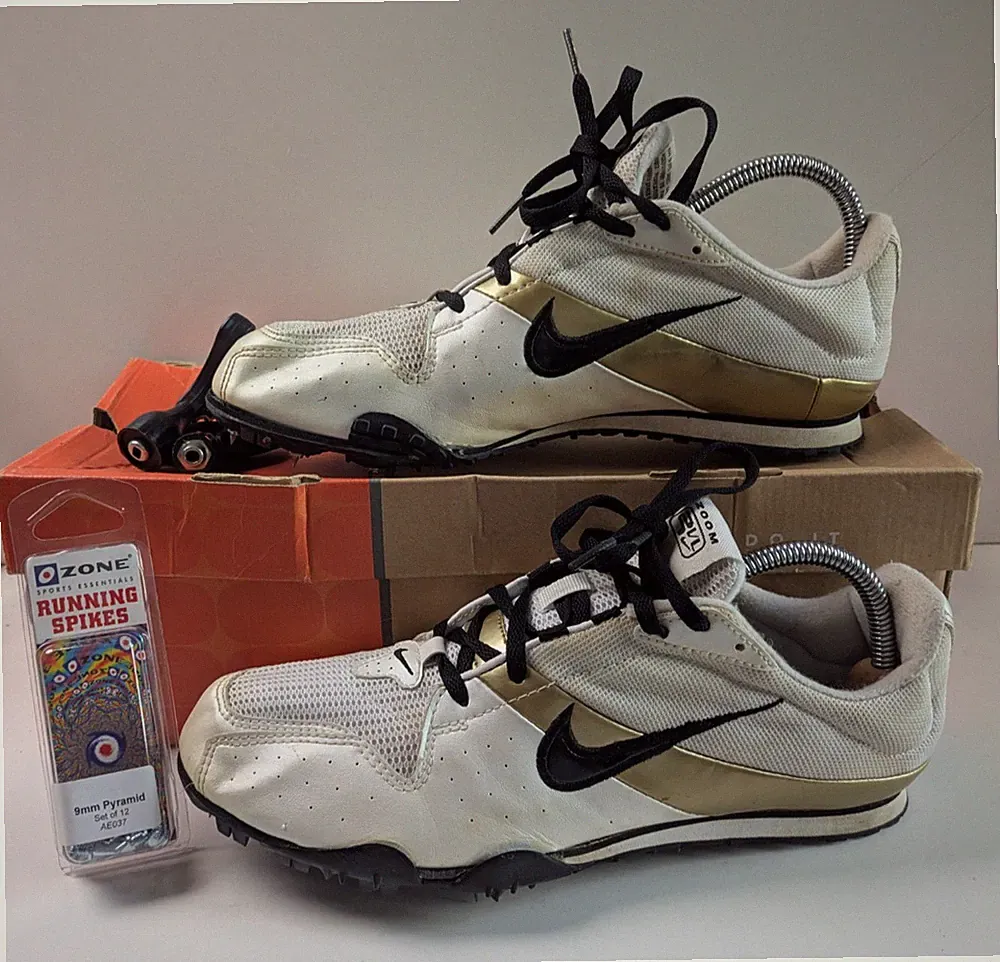 Nike Zoom Rival Laufspikes Herren UK 8,5 weiß gold Leichtathletik Schuhe Karton