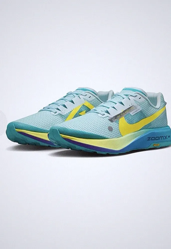 Nike ZoomX Herren Laufschuh Sneaker Low Top Mesh atmungsaktiv Blau/Gelb