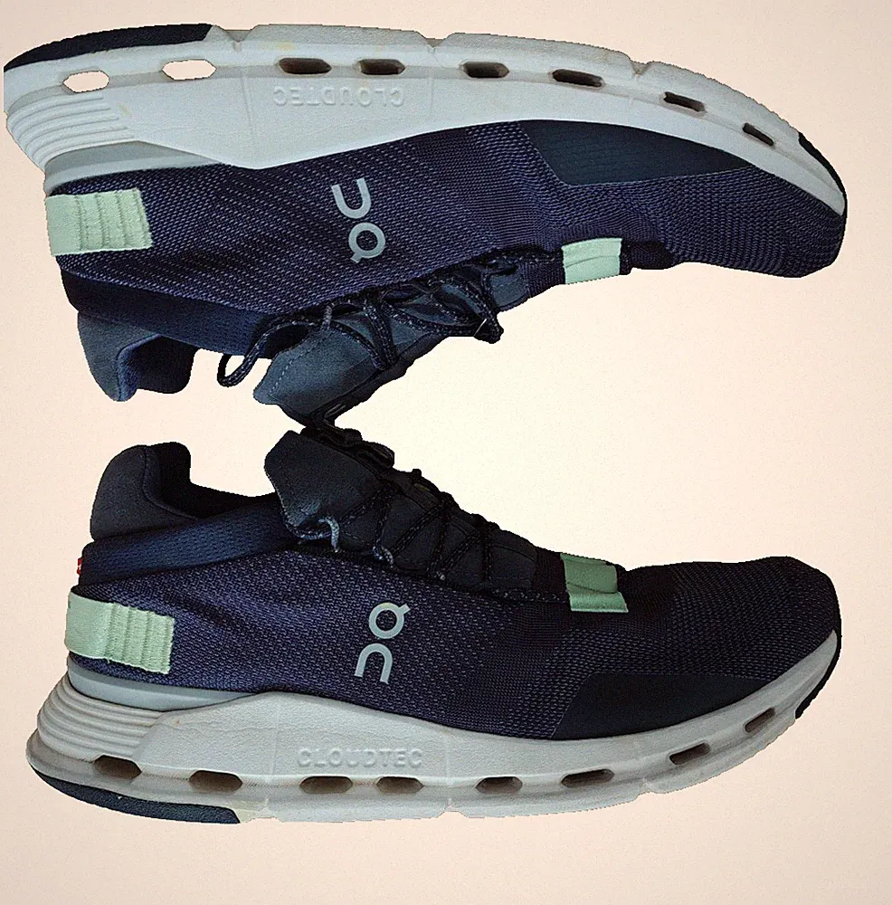 On Cloudnova Herren Sneaker Schwarz/Blau Mesh Low-Top Cloud Laufschuhe EU 45