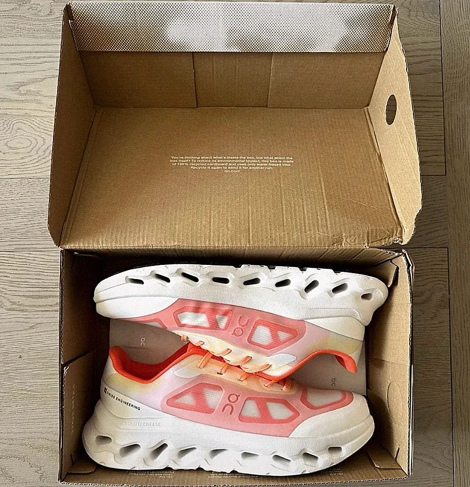 On Cloudsurfer Herren Laufschuhe Sneaker Weiß/Orange Low Top Schnürung Gr.44