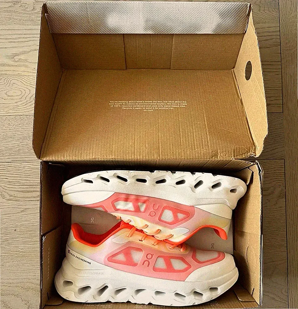 On Cloudsurfer Herren Laufschuhe Weiß/Orange Low Top atmungsaktiv Gr.43