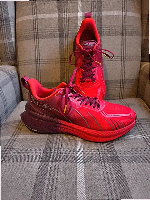 Onemix Herren Rot Straßenlaufschuhe Luftpolster Outdoor Sportschuhe UK Größe 10