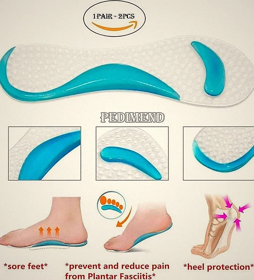 Pedimend Gel Einlegesohlen Schuheinlagen Kissensohlen für Absätze, Bogenstützeinlegesohlen